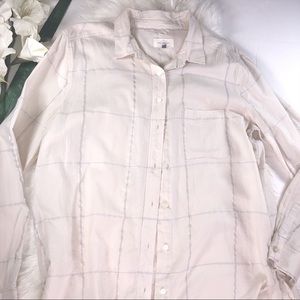 The Loft Cream striped softened button down shirt